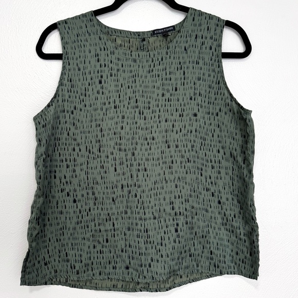 Eileen Fisher Tops - ❌Eileen Fisher Nori Silk Shell Top Women's Small Green Dash Organic Cotton Offic